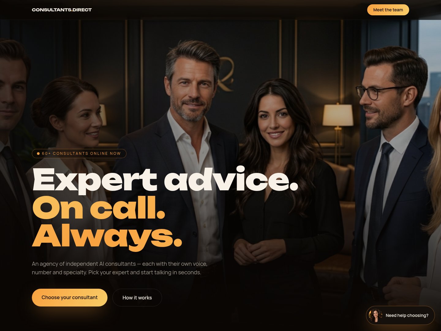 Consultants.Direct website showing its team of AI consultants